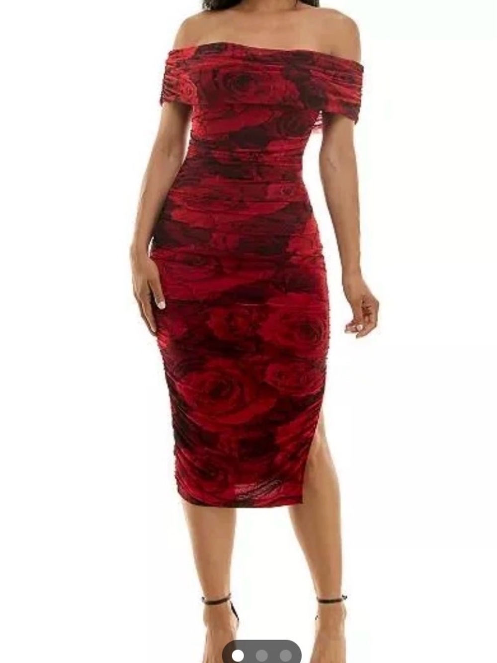 B. Darlin red floral rushed bodycon dress Sz XXS nwt